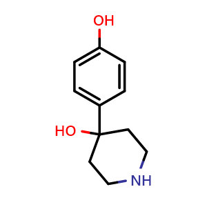 Chemical structure of 4-(4-Hydroxyphenyl)-4-piperidinol , CAS 142001-84-1, AChemBlock P41322