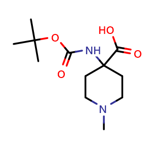 Chemical structure of 1-Methyl-4-(Boc-amino)-4-piperidinecarboxylic acid , CAS 1409782-99-5, AChemBlock P41360