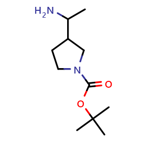 Chemical structure of 1-Boc-3-(1-aminoethyl)pyrrolidine , CAS 1367954-38-8, AChemBlock P41497