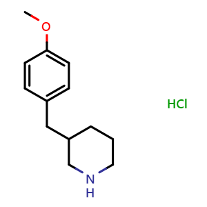 Chemical structure of 3-(4-Methoxybenzyl)piperidine hydrochloride , CAS 136422-65-6, AChemBlock P41506