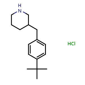 Chemical structure of 3-[(4-tert-Butylphenyl)methyl]-piperidine hydrochloride , CAS 136421-92-6, AChemBlock P41507