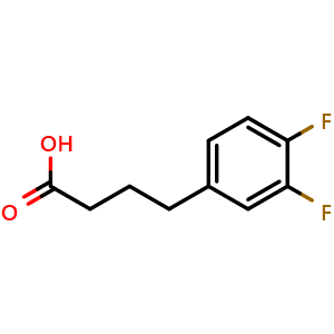 Chemical structure of 3,4-Difluoro-benzenebutanoic acid , CAS 136295-00-6, AChemBlock P41518