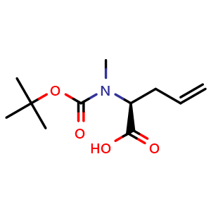 Chemical structure of N-Boc-N-methyl-(S)-2-allylglycine , CAS 136092-76-7, AChemBlock P41521