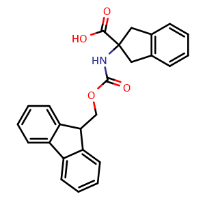 Chemical structure of 2-(Fmoc-amino)indan-2-carboxylic acid , CAS 135944-07-9, AChemBlock P41525