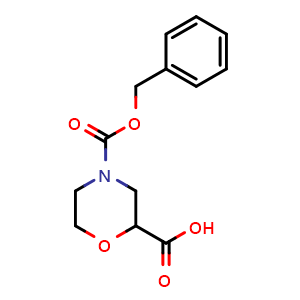 Chemical structure of N-Cbz-2-morpholinecarboxylic acid , CAS 135782-21-7, AChemBlock P41531