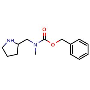Chemical structure of 2-[N-Cbz-(methylamino)methyl]pyrrolidine , CAS 1353975-66-2, AChemBlock P41545