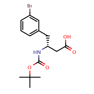 Chemical structure of (R)-3-Bromo-b-(Boc-amino)benzenebutanoic acid , CAS 1350734-63-2, AChemBlock P41558