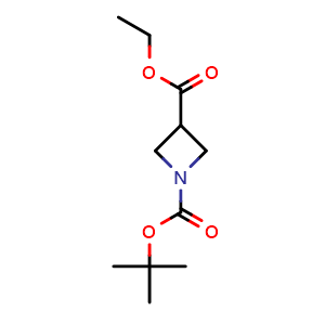 Chemical structure of Ethyl 1-Boc-3-azetidinecarboxylate , CAS 1346674-10-9, AChemBlock P41576