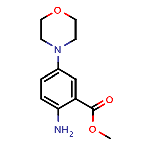 Chemical structure of Methyl 2-amino-5-(4-morpholinyl)benzoate , CAS 134050-76-3, AChemBlock P41605