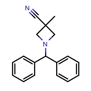 Chemical structure of 1-Benzhydryl-3-methyl-3-azetidinecarbonitrile , CAS 133891-88-0, AChemBlock P41611