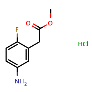 Chemical structure of Methyl 5-amino-2-fluoro-benzeneacetate hydrochloride , CAS 1338367-30-8, AChemBlock P41615