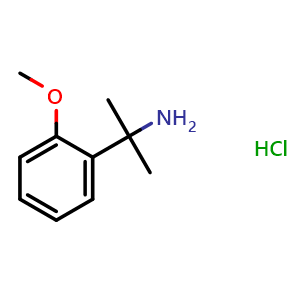 Chemical structure of 2-(2-Methoxyphenyl)propan-2-amine hydrochloride , CAS 1338222-50-6, AChemBlock P41616