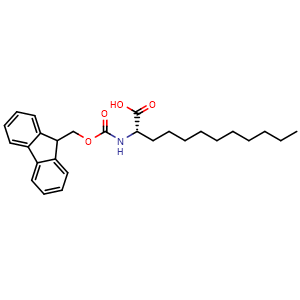 Chemical structure of (2S)-2-(Fmoc-amino)dodecanoic acid , CAS 1338002-17-7, AChemBlock P41619