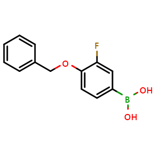 Chemical structure of 4-(Benzyloxy)-3-fluorophenylboronic acid , CAS 133057-83-7, AChemBlock P41659