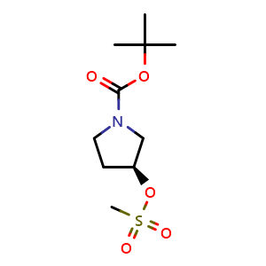 Chemical structure of (S)-1-Boc-3-methanesulfonyloxypyrrolidine , CAS 132945-75-6, AChemBlock P41663