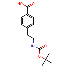 Chemical structure of 4-(2-Boc-aminoethyl)benzoic acid , CAS 132690-91-6, AChemBlock P41667