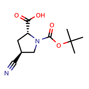 Chemical structure of (4S)-1-Boc-4-cyano-D-proline , CAS 132622-80-1, AChemBlock P41676