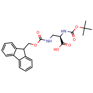 Chemical structure of N-Boc-3-(Fmoc-amino)-D-alanine , CAS 131570-56-4, AChemBlock P41714