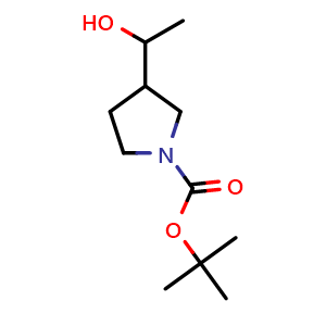 Chemical structure of 1-Boc-3-(1-hydroxyethyl)-pyrrolidine , CAS 1314400-71-9, AChemBlock P41719