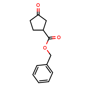 Chemical structure of Benzyl 3-oxocyclopentanecarboxylate , CAS 130761-99-8, AChemBlock P41750