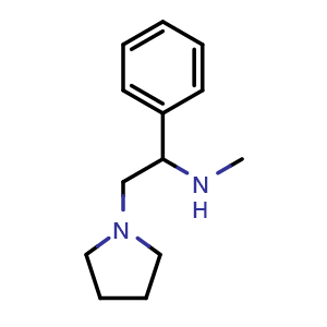 Chemical structure of N-Methyl-a-phenyl-1-pyrrolidineethanamine , CAS 130110-09-7, AChemBlock P41767