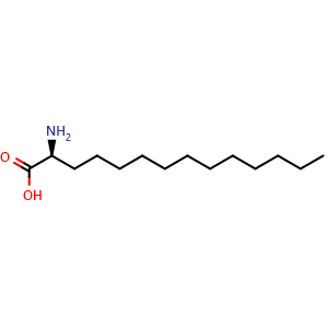 Chemical structure of (S)-2-Aminotetradecanoic acid , CAS 129706-08-7, AChemBlock P41779
