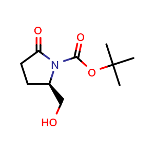 Chemical structure of (R)-1-Boc-2-(hydroxymethyl)-5-oxopyrrolidine , CAS 128811-37-0, AChemBlock P41811