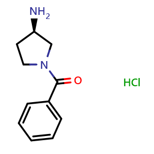 Chemical structure of (R)-1-Benzoyl-3-pyrrolidinamine hydrochloride , CAS 1286208-94-3, AChemBlock P41818