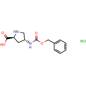 Chemical structure of (4R)-4-(Cbz-amino)-L-proline hydrochloride , CAS 1279039-31-4, AChemBlock P41830
