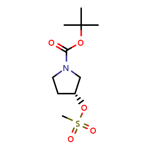Chemical structure of (R)-1-Boc-3-methanesulfonyloxypyrrolidine , CAS 127423-61-4, AChemBlock P41842