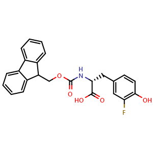 Chemical structure of N-Fmoc-3-fluoro-D-tyrosine , CAS 1270300-80-5, AChemBlock P41859