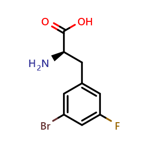 Chemical structure of 3-Bromo-5-fluoro-D-phenylalanine , CAS 1270133-29-3, AChemBlock P41867