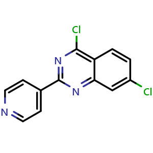 Chemical structure of 4,7-Dichloro-2-(4-pyridinyl)quinazoline , CAS 1269742-32-6, AChemBlock P41880