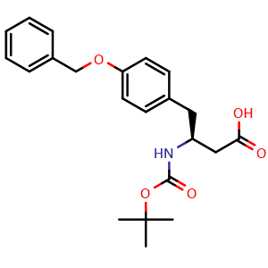 Chemical structure of (S)-b-(Boc-amino)-4-benzyloxylbenzenebutanoic acid , CAS 126825-16-9, AChemBlock P41884