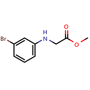 Chemical structure of N-(3-Bromophenyl)glycine methyl ester , CAS 126689-75-6, AChemBlock P41893