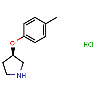 Chemical structure of (R)-3-(4-Methylphenoxy)-pyrrolidine hydrochloride , CAS 1263146-19-5, AChemBlock P41910