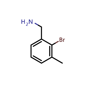 Chemical structure of 2-Bromo-3-methylbenzylamine , CAS 1261850-97-8, AChemBlock P41922