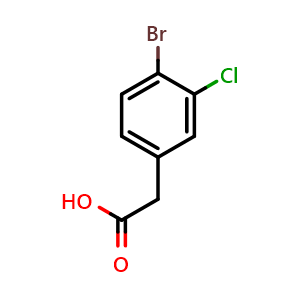 Chemical structure of 4-Bromo-3-chlorobenzeneacetic acid , CAS 1261643-24-6, AChemBlock P41923