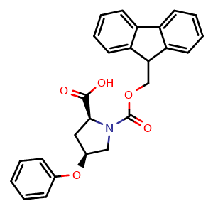 Chemical structure of (4S)-1-Fmoc-4-phenoxy-L-proline , CAS 1260617-48-8, AChemBlock P41938