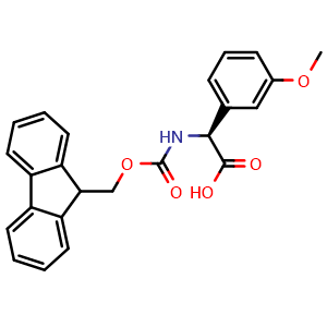 Chemical structure of (S)-a-(Fmoc-amino)-3-methoxybenzeneacetic acid , CAS 1260609-39-9, AChemBlock P41959