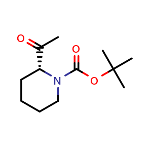 Chemical structure of (R)-1-Boc-2-acetyl-piperidine , CAS 1260601-32-8, AChemBlock P41974