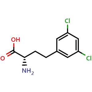 Chemical structure of (S)-2-Amino-4-(3,5-dichlorophenyl)butanoic acid , CAS 1260597-00-9, AChemBlock P41976