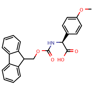Chemical structure of (S)-2-(Fmoc-amino)-2-(4-methoxyphenyl)acetic acid , CAS 1260596-73-3, AChemBlock P41977