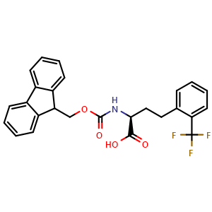 Chemical structure of Fmoc-2-trifluoromethyl-L-homophenylalanine , CAS 1260591-46-5, AChemBlock P41985