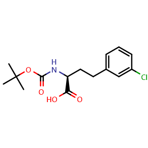 Chemical structure of (S)-3-Chloro-a-(Boc-amino)benzenebutanoic acid , CAS 1260589-43-2, AChemBlock P41992