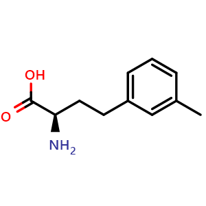 Chemical structure of (R)-2-Amino-4-(3-methylphenyl)butanoic acid , CAS 1260588-99-5, AChemBlock P41996