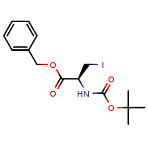 Chemical structure of N-Boc-3-iodo-D-alanine benzyl ester , CAS 125942-79-2, AChemBlock P42022
