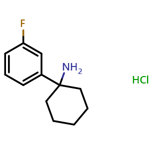 Chemical structure of 1-(3-Fluorophenyl)-cyclohexanamine hydrochloride , CAS 125802-18-8, AChemBlock P42030
