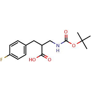 Chemical structure of 3-(Boc-amino)-2-(4-fluorobenzyl)propanoic acid , CAS 1255099-58-1, AChemBlock P42045