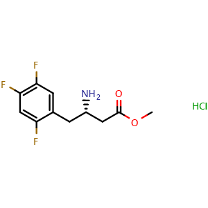 Chemical structure of (S)-Methyl 3-amino-4-(2,4,5-trifluorophenyl)butanoate hydrochloride , CAS 1253056-12-0, AChemBlock P42053
